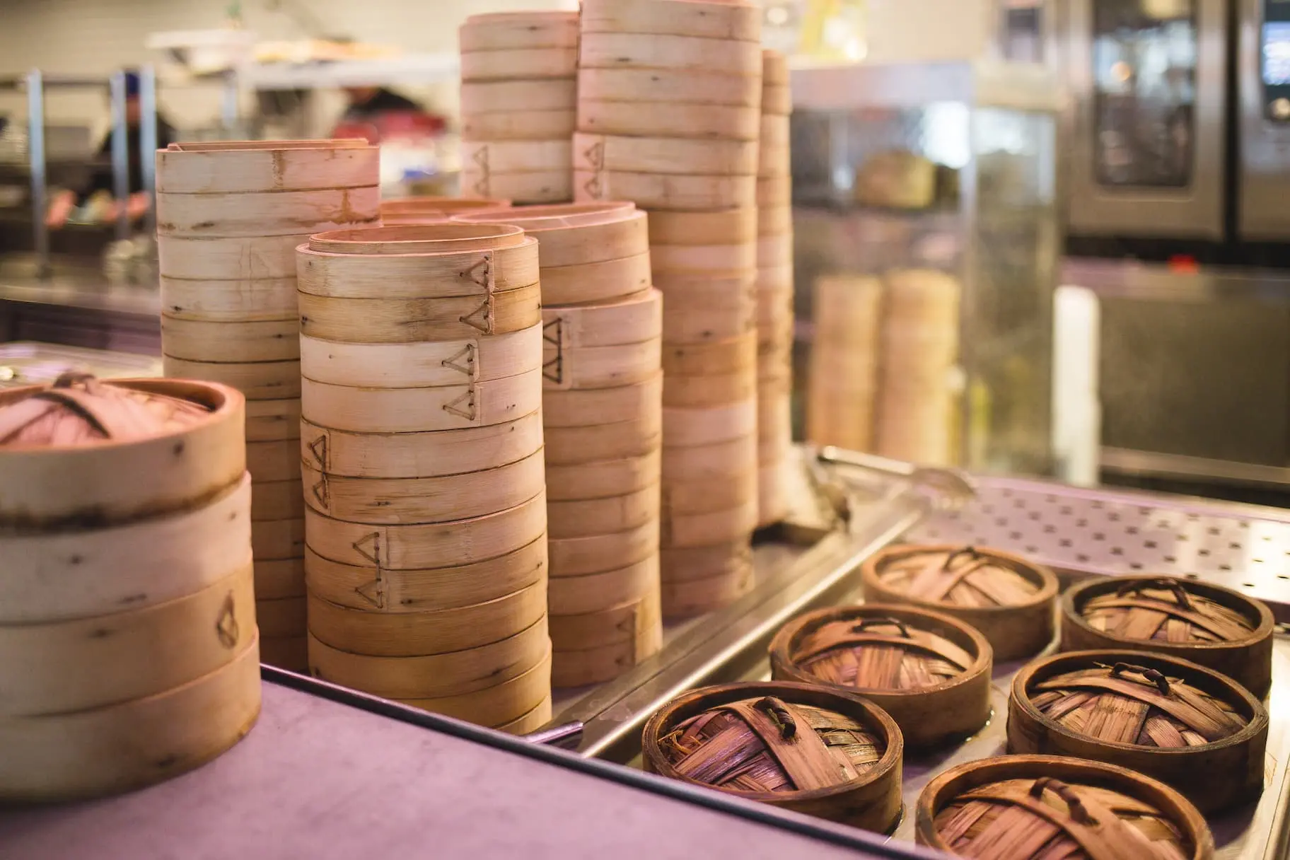 stacks of steamer baskets