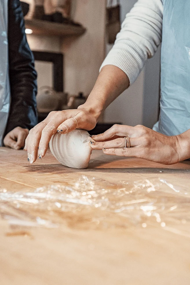 hand kneading dumpling dough