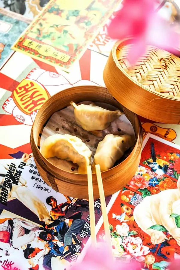 potstickers in basket