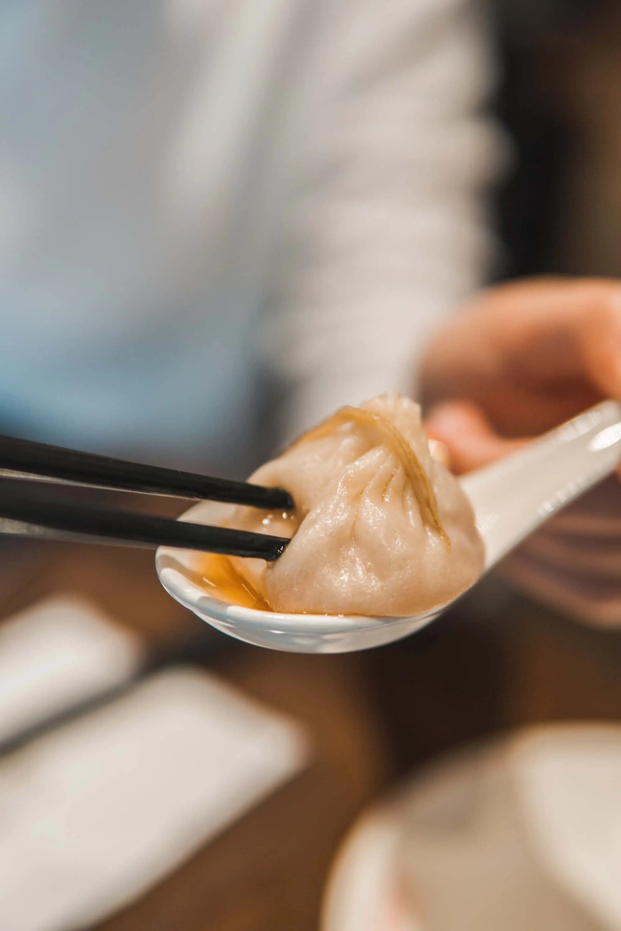 soup dumpling in spoon